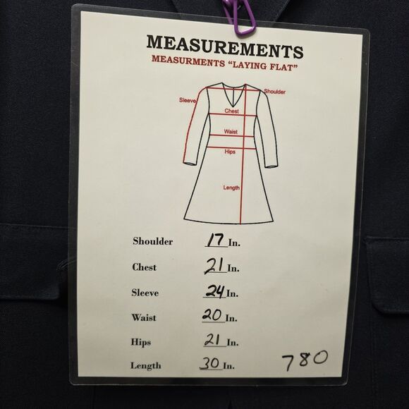 Levi’s Action Suit Blazer Mens 42S Navy Blue Two Button Vintage Sport Coat USA - Picture 9 of 9